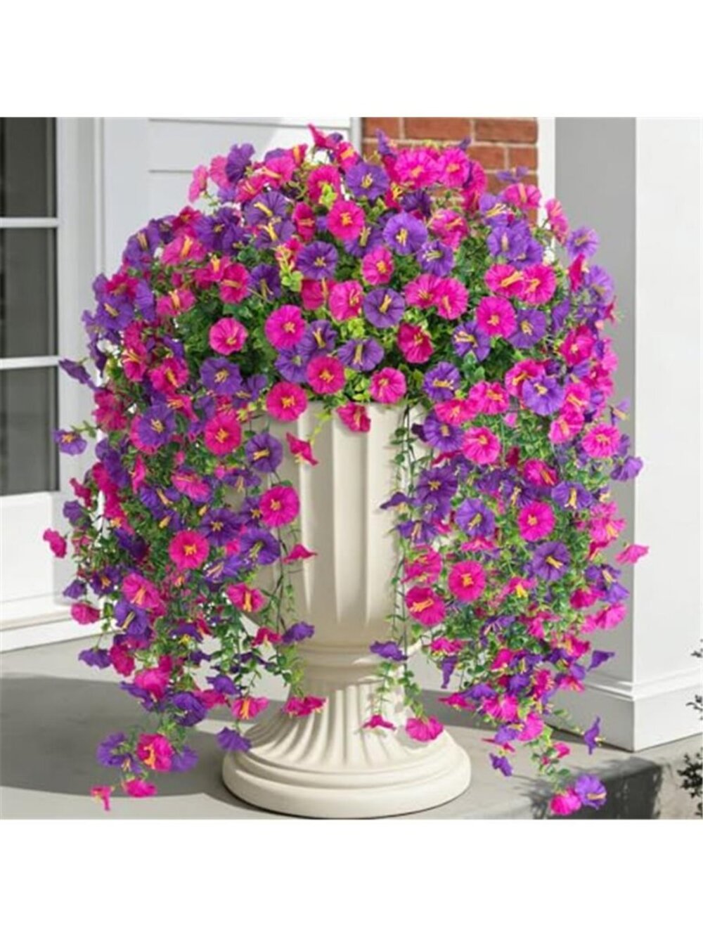 Artificial Purple Flowers 2 Bundles Faux Silk Eucalyptus Outdoor Floral Decor